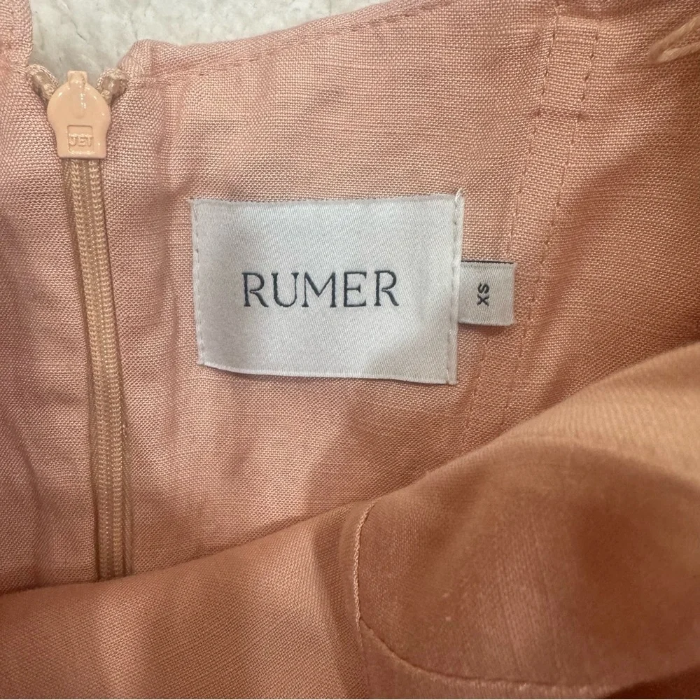 Rumer The Label Revolve Cascade Pink Midi Linen Blend Dress Size XS Retails $349 - Picture 11 of 13